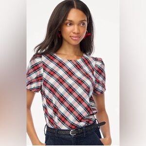 J Crew Factory Tartan Puff-Sleeve Top
Size Small